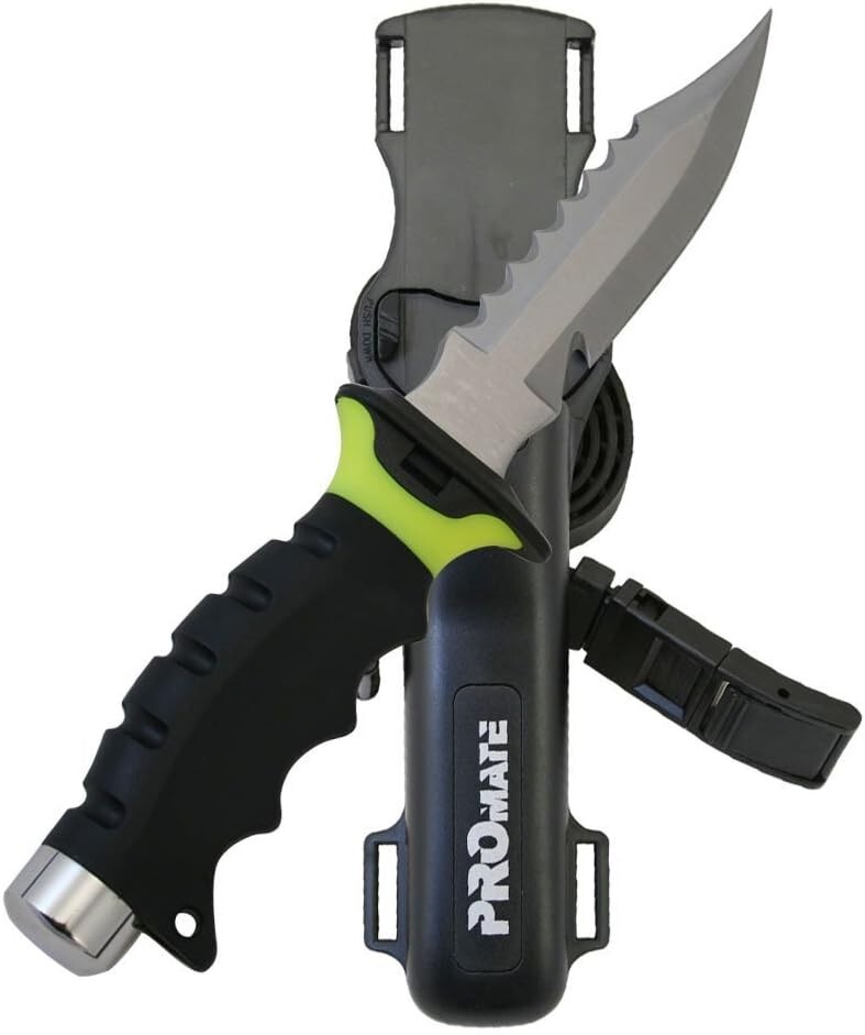 Yellow Handle Sharp Tip Diving Knife – Stainless Steel Blade 5 Inches
