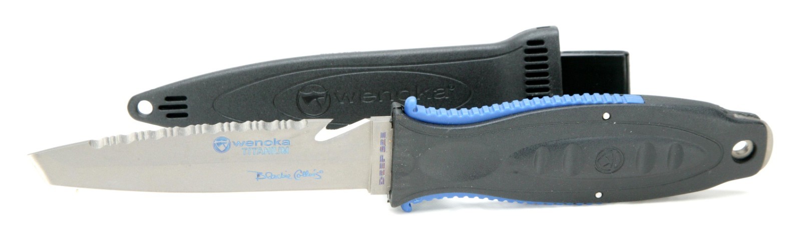 Wenoka TITANIUM Blackie Collins Deep See Unique Underwater Knife W/ Straps. NEW.