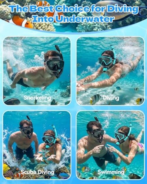 Snorkeling Gear for Adult Men Women: Diving Mask with Dry Snorkel Carbon Black