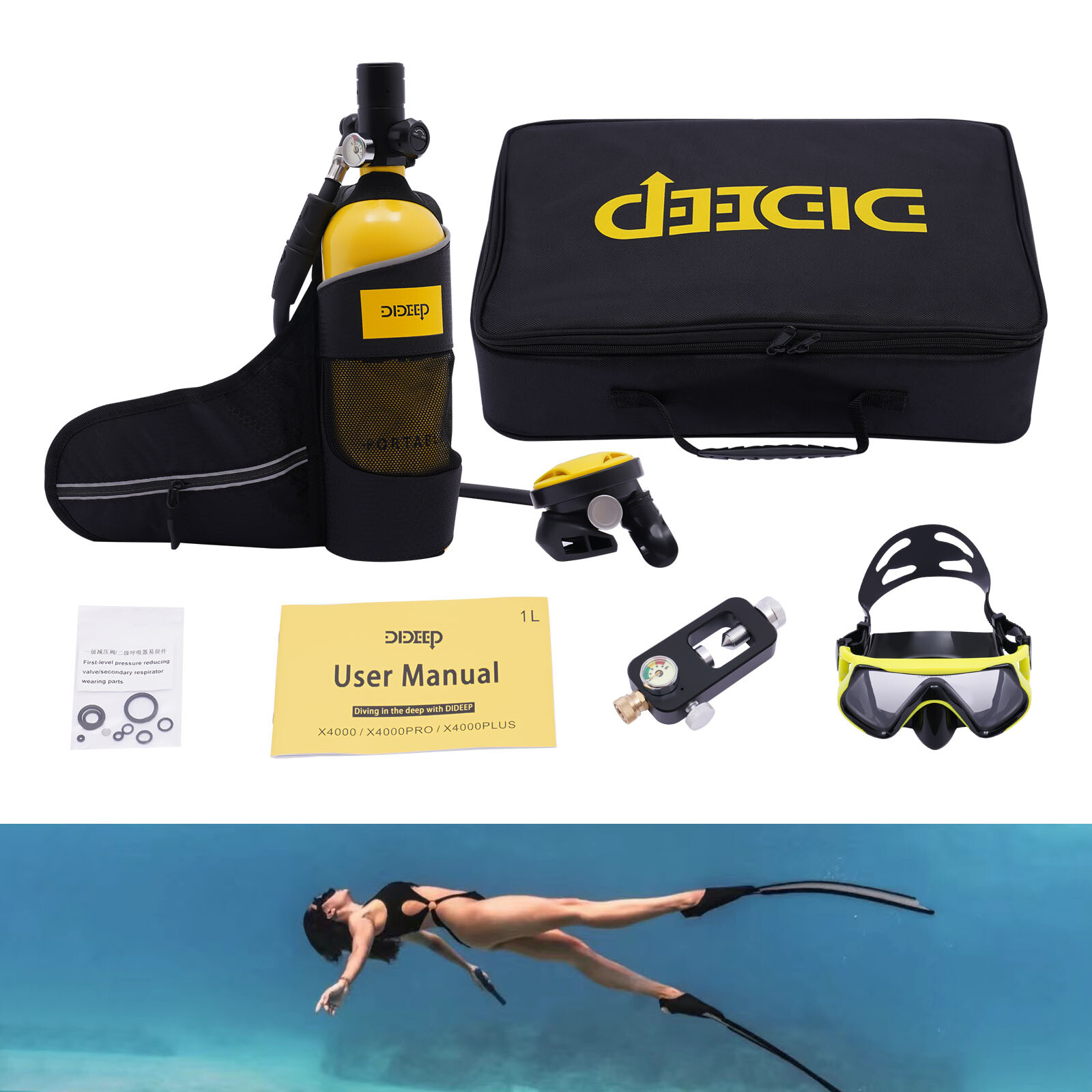 3000PSI Mini Outdoor Underwater Diving Scuba Tank Underwater Breathing Device