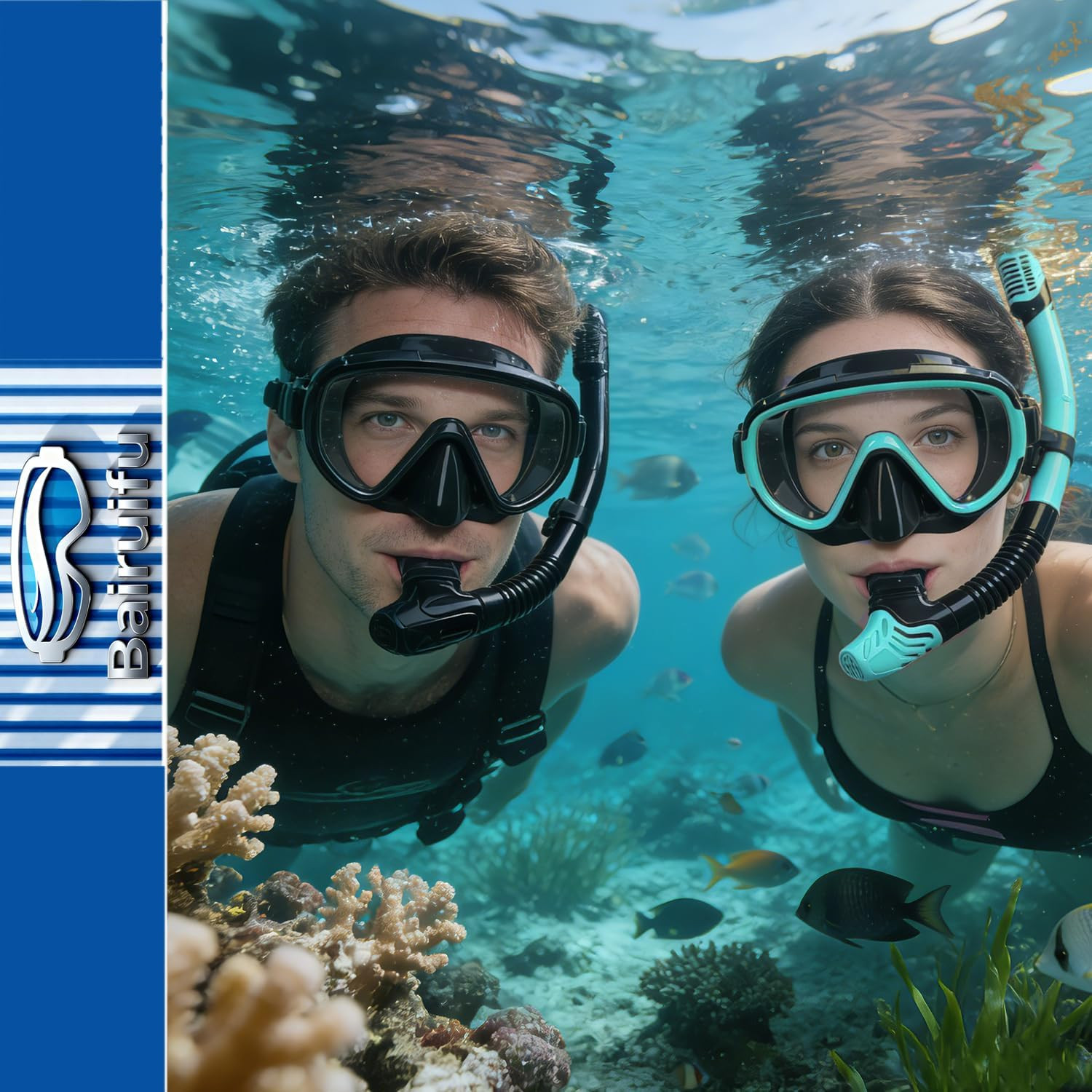2 Packs Dry Snorkel Mask Set Snorkeling Gear for Adults Scuba Diving Mask Swimmi