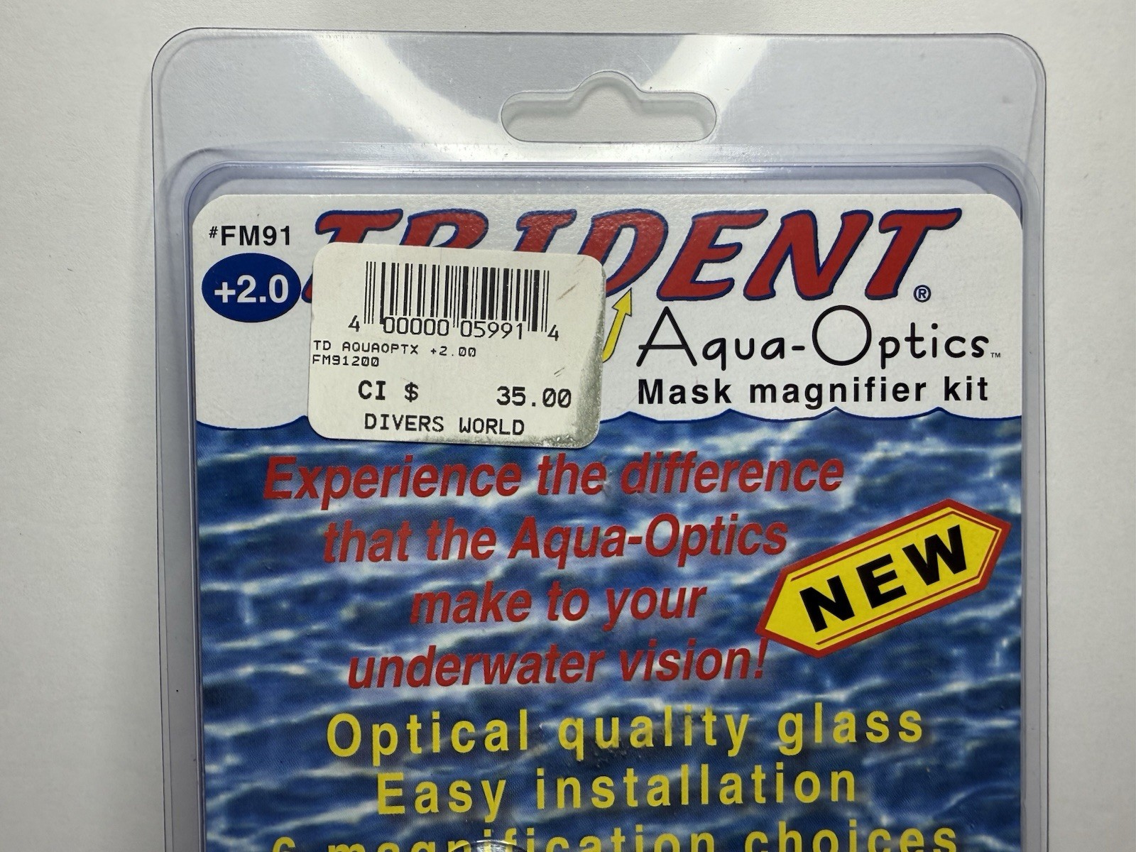 Trident Aqua-Optics Mask Magnifier Kit – +2.0 Lens Scuba Snorkel Mask Swim – New
