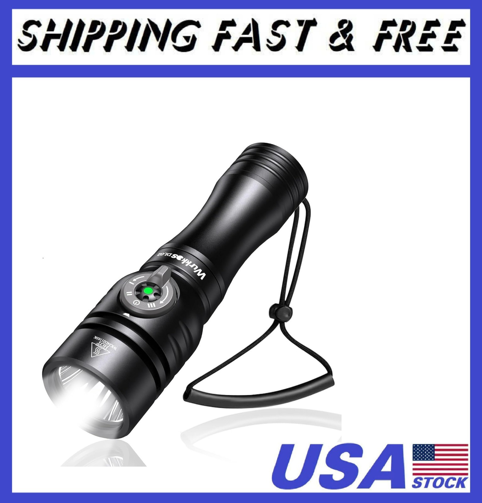 DL02 Scuba Diving Light,3000 Lumens 6500K Dive Light with Rotary Magnetic Switch