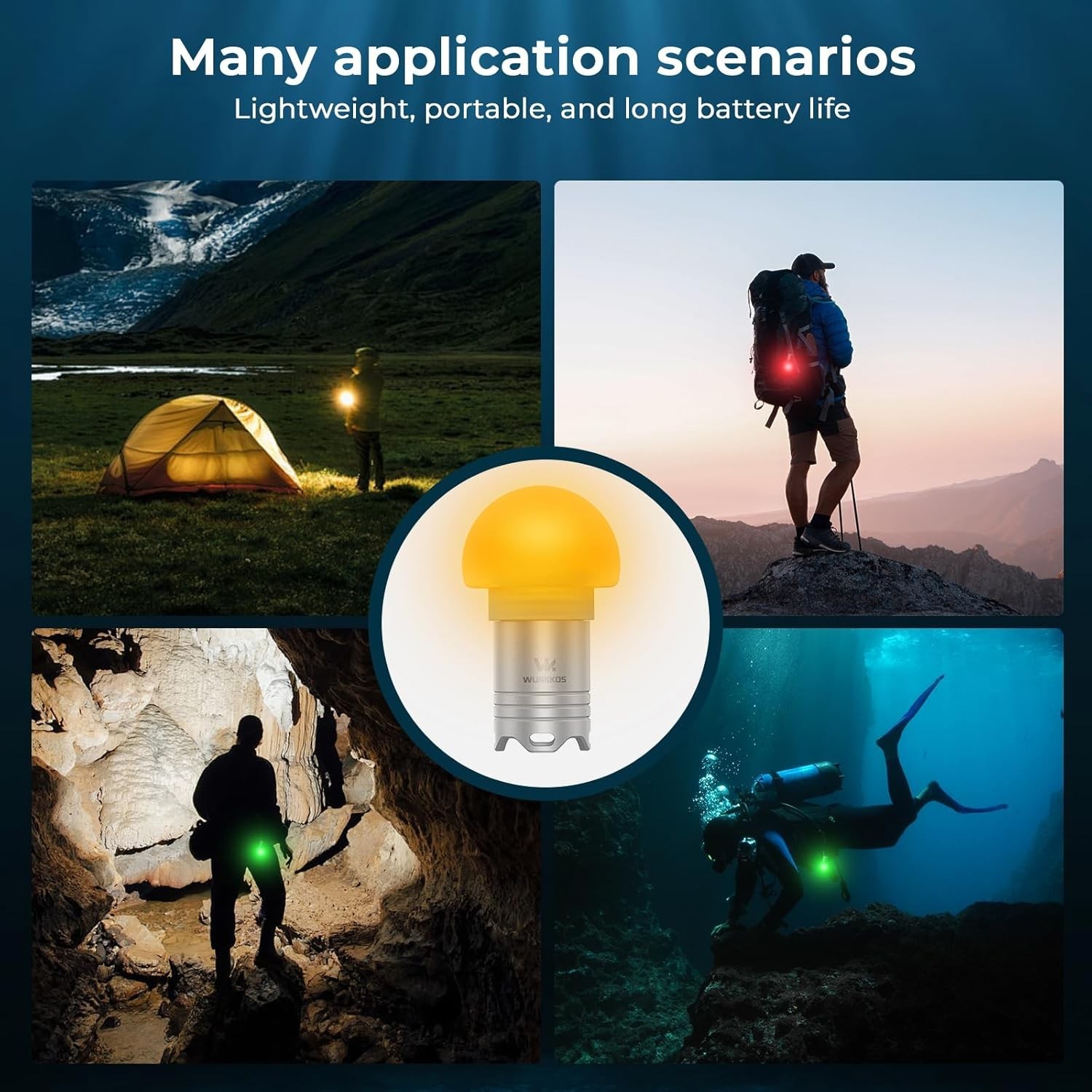 Wurkkos DL04 5-Color-in-1 Mini Diving Beacon Light, Rechargeable Scuba Diving