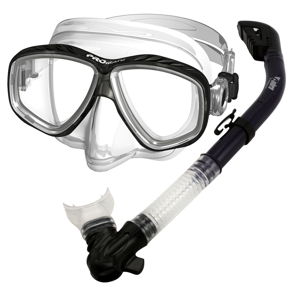 Promate Scuba Dive Snorkeling ProSlender Purge Mask Cobra Dry Snorkel Gear Set