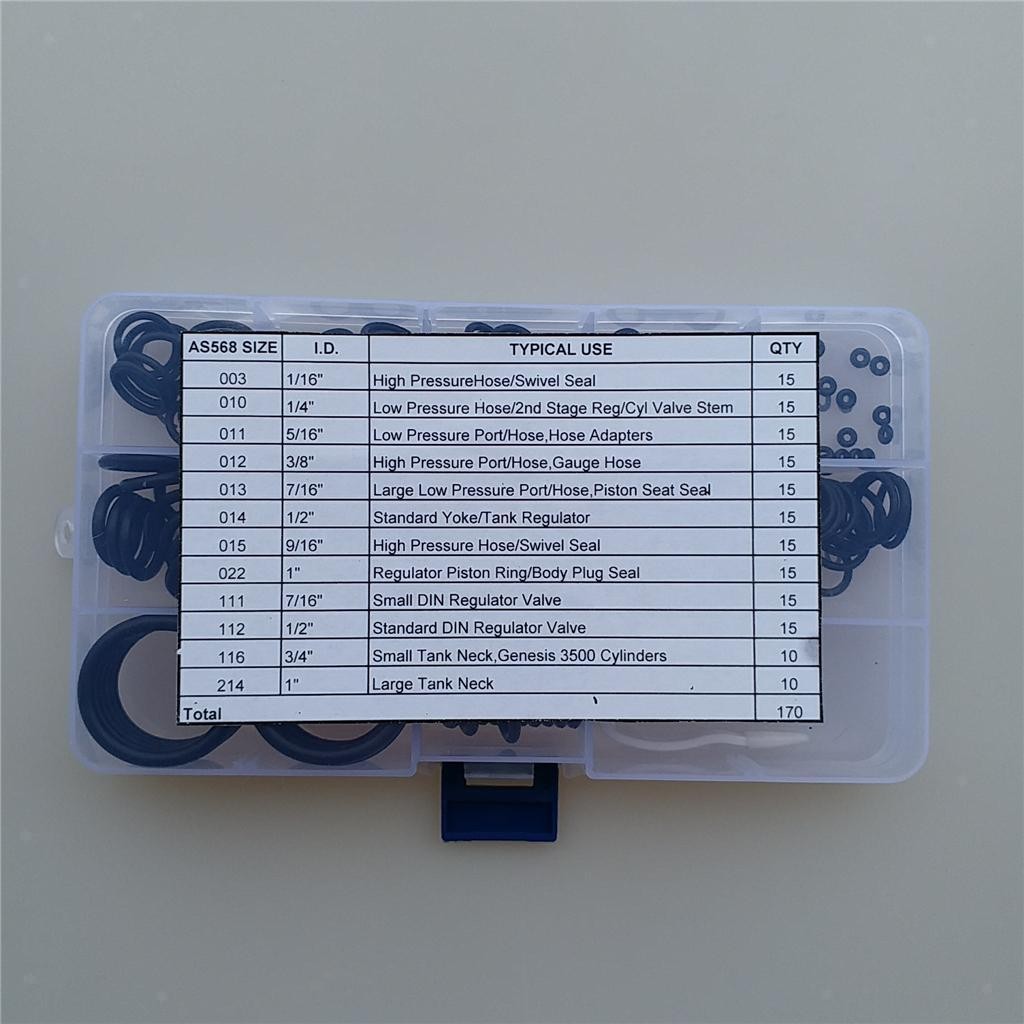170Pcs Scuba Diving O-Ring Kit 12 Sizes Dive Gear Repair Spare Replacement