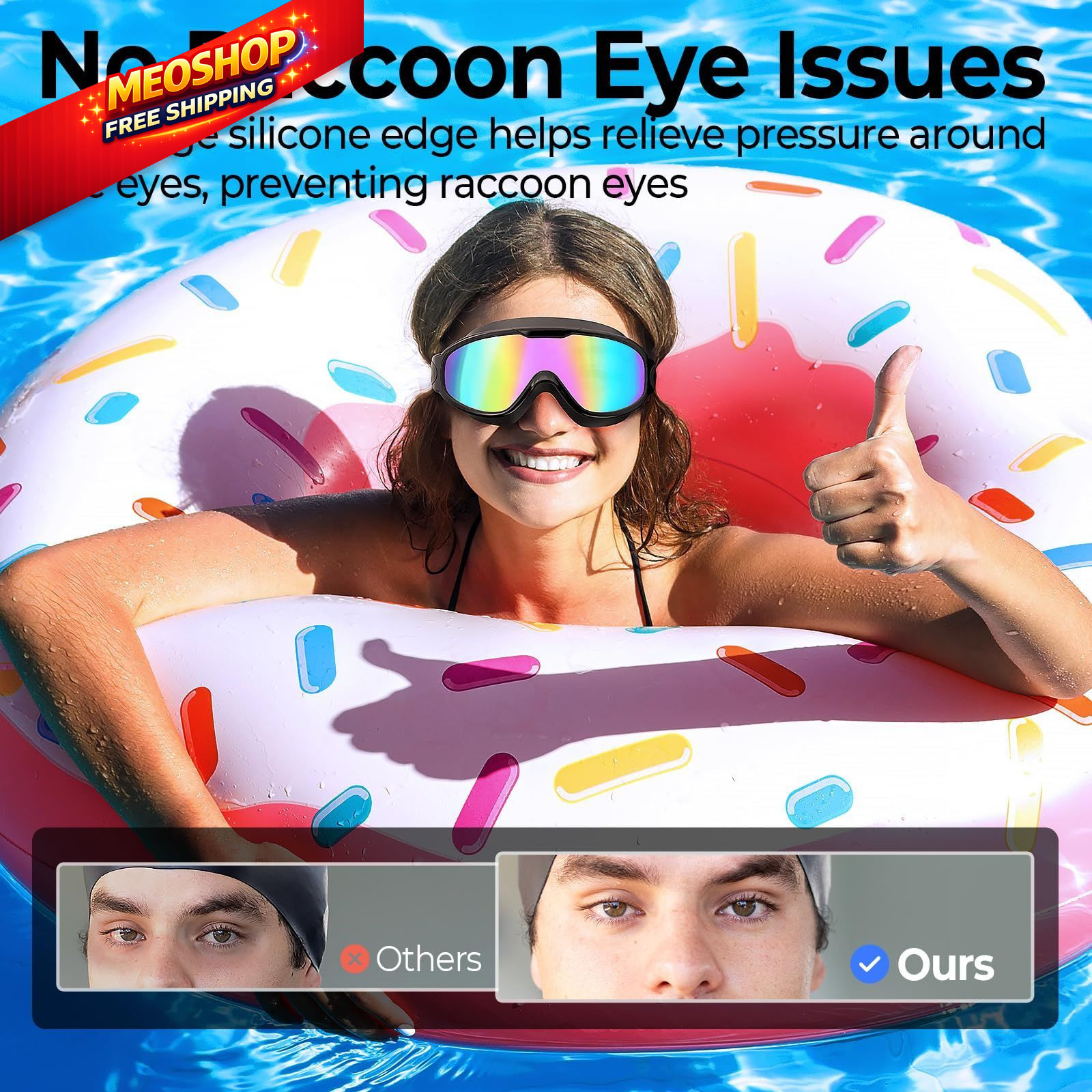 VegoVia Adult Swim Goggles 2 Pack, One Size, Pink/Mirrored & Aqua/Mirrored