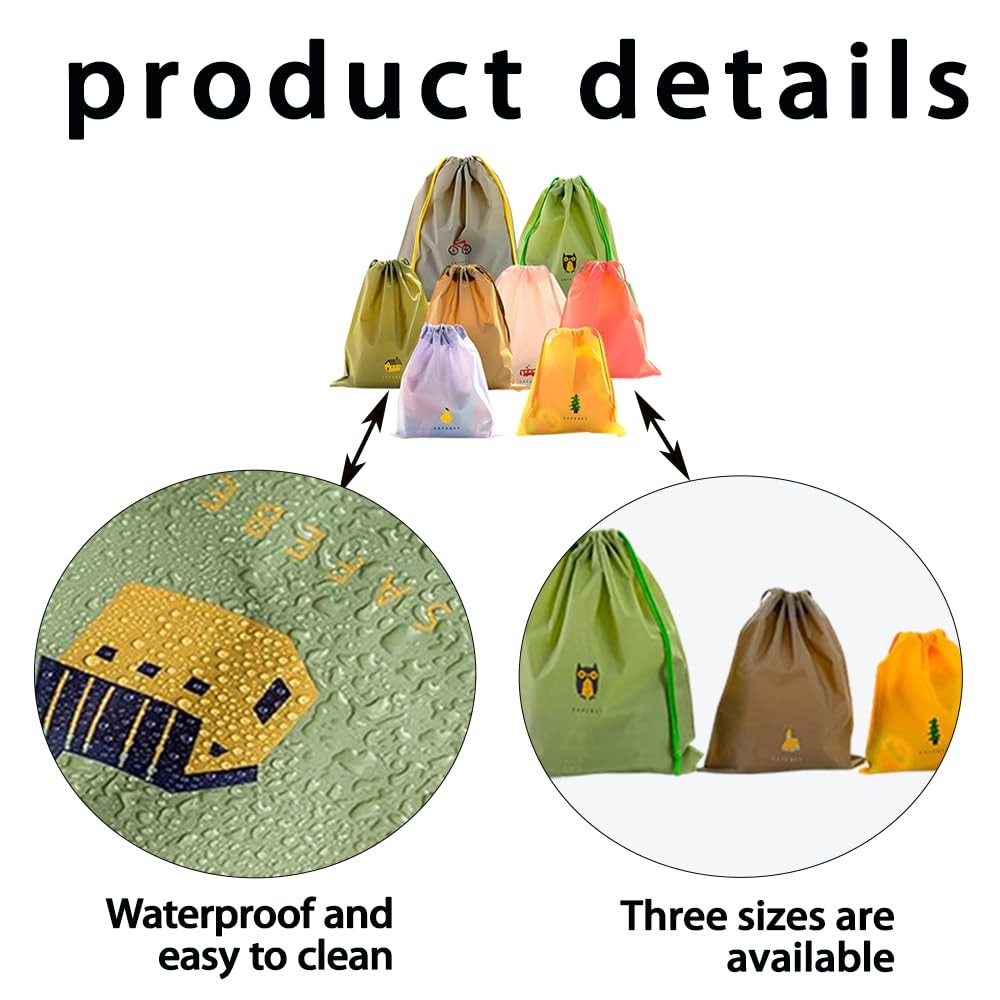 Vyooxcy 8 PCS Waterproof Drawstring Small, Medium, Large, Multiple colors