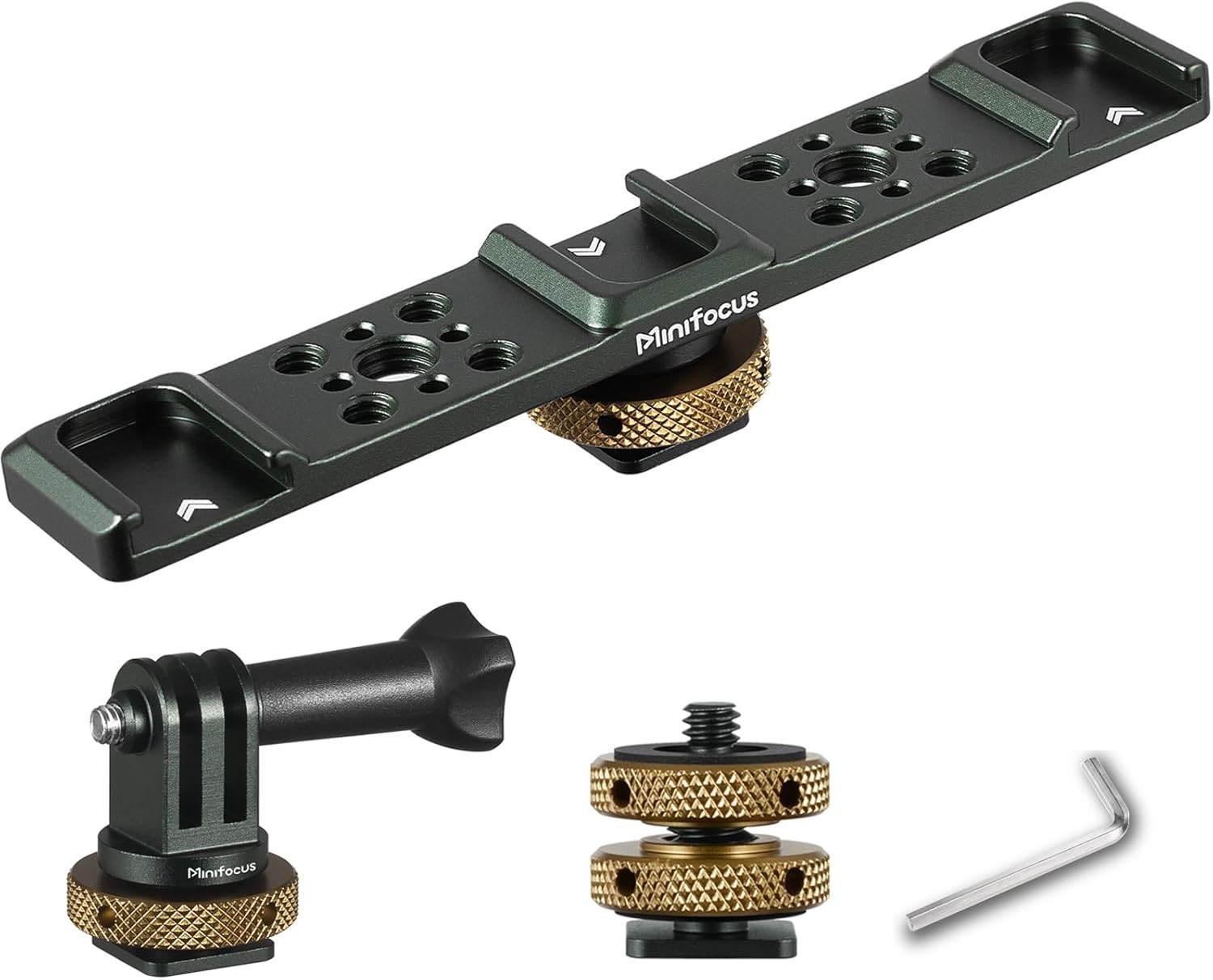 Triple Cold Shoe Extension Bar Mount Hot Shoe to GoPro Adapter for DSLR Camera