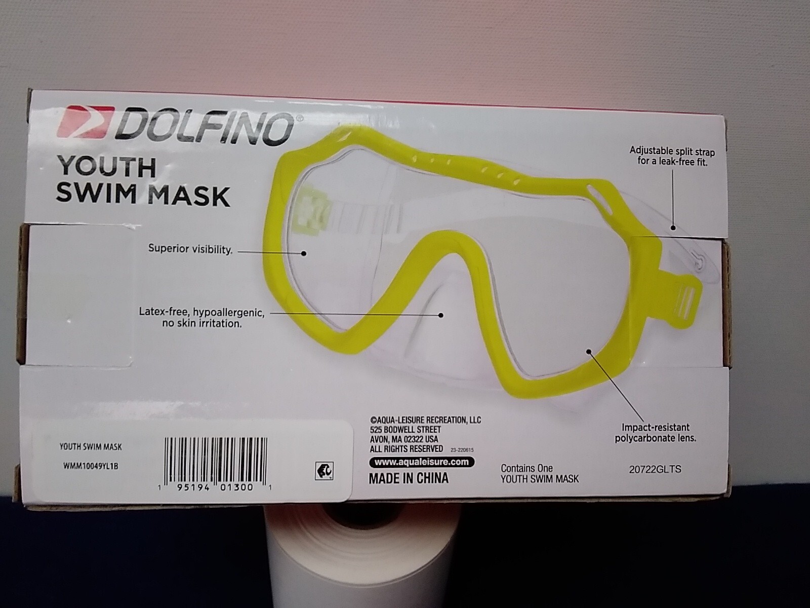 Dolfino Mask Green Ages 6+ Youth Impact Resistant, Latex Free, Custom Fit