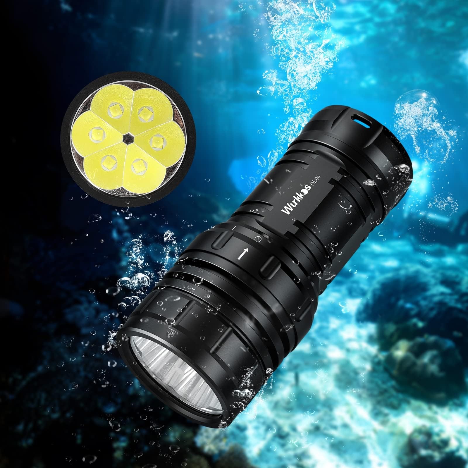 Wurkkos DL06 Dive Light, 15000 Lumens Scuba Diving Light, Type-C Rechargeable,