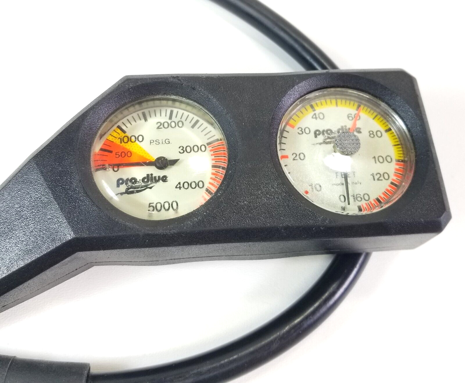Pro Dive Scuba 2 Gauge Twin Console 5000 Pressure Gauge SPG 160ft Depth #4967