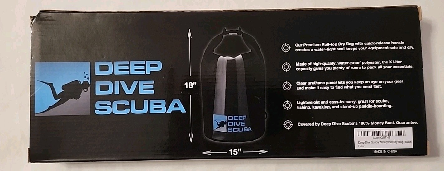DEEP DIVE SCUBA WATERPROOF DRY BAG 18in X 15in BLACK