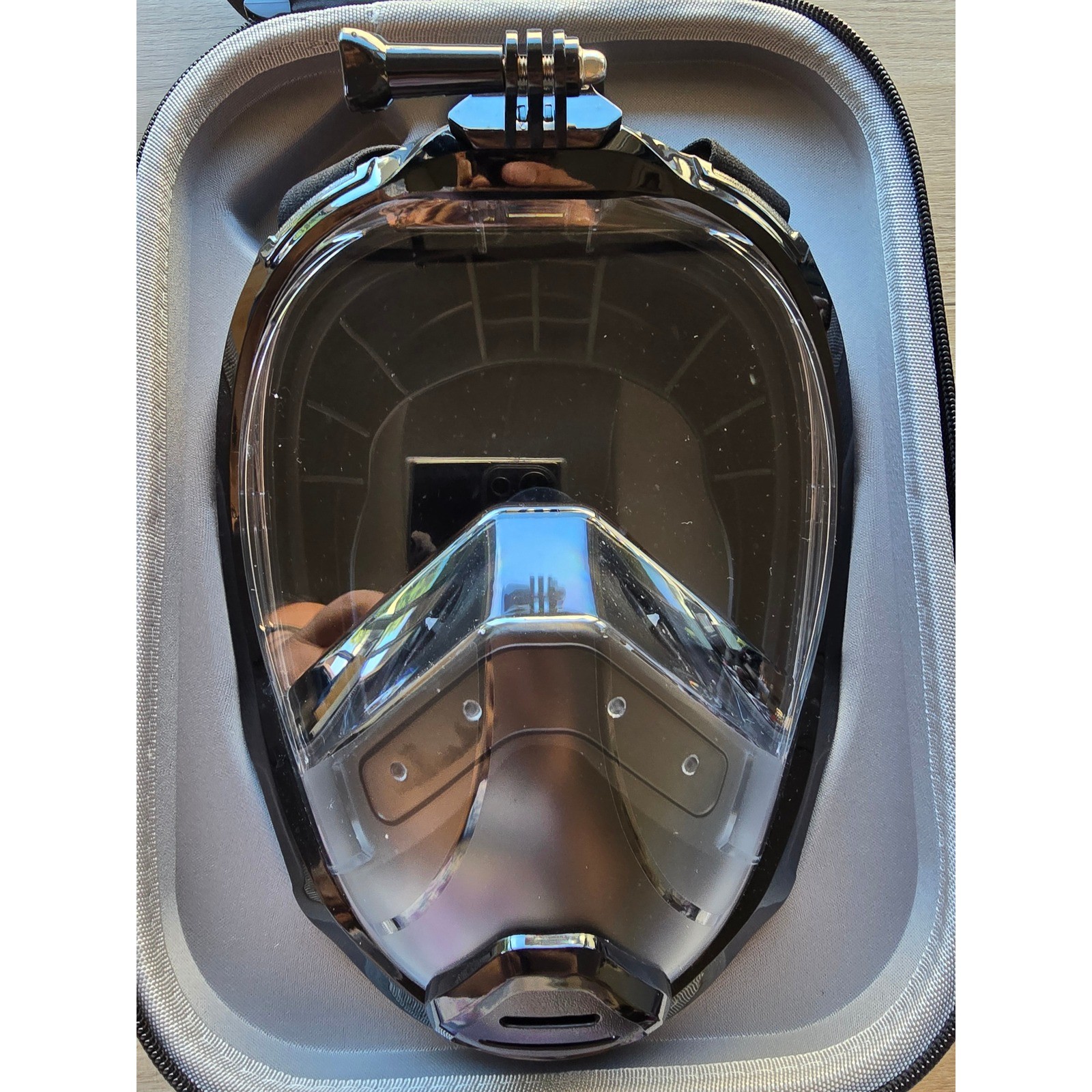 Khroom Snorkel Mask Full Face Black Camera Mount Travel Case vacation travel