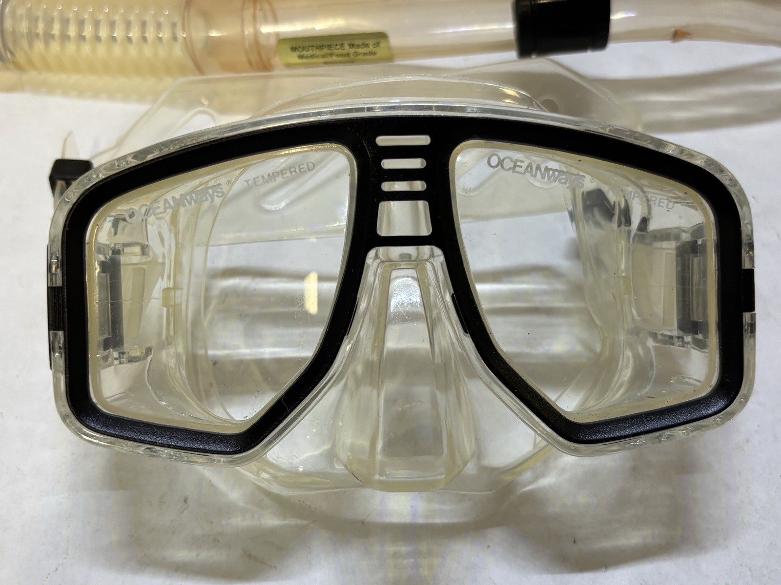 Oceanways Tempered Lenses SuperView Snorkel Goggles with Snorkel Made in Italy