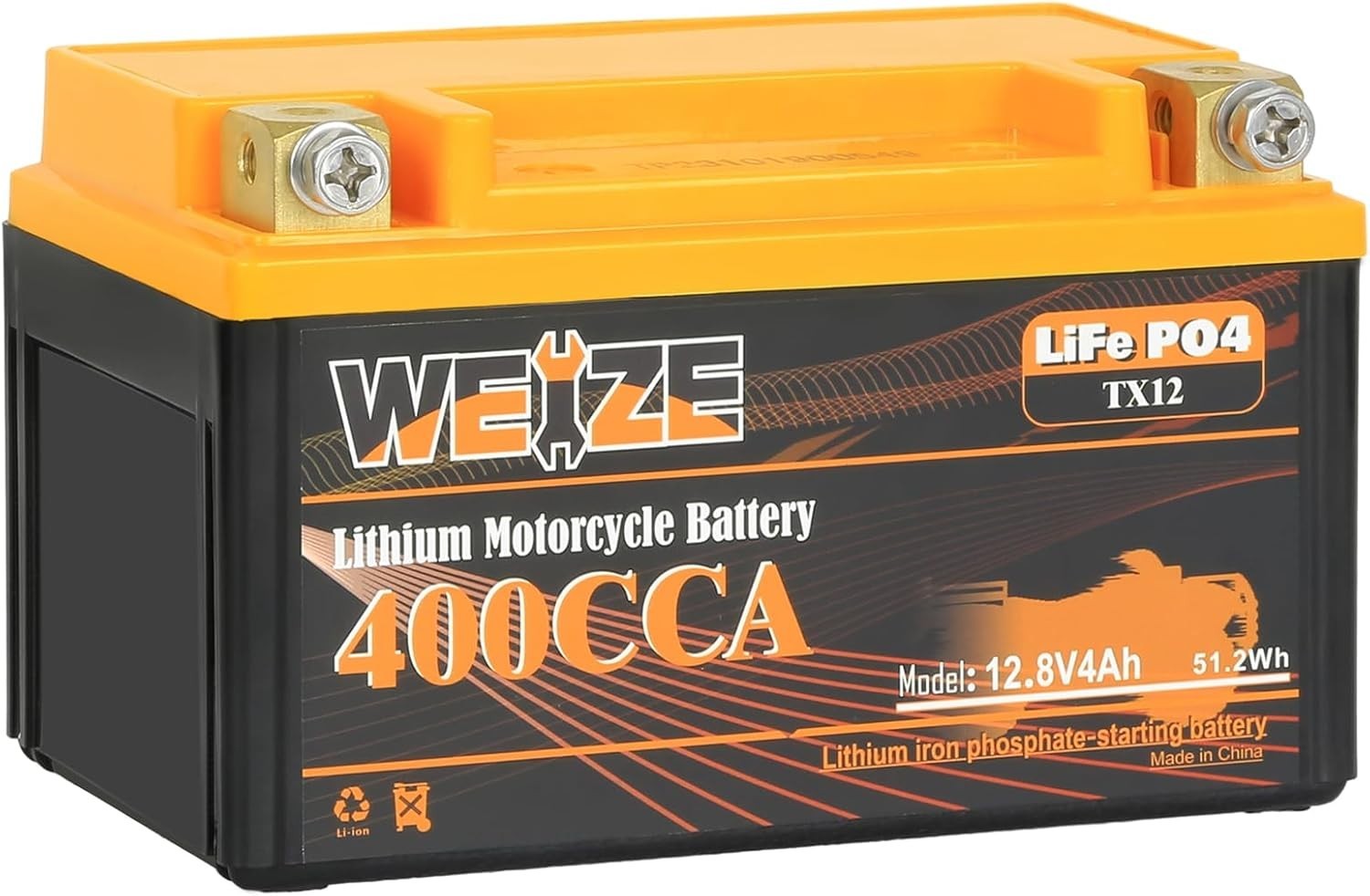 Weize Lithium YTX9, 400A LiFePO4 Motorcycle Battery YTX12, 12V 4AH YTX7 ATV, UT