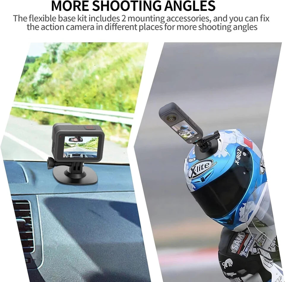 Flexible Adhesive Chin Helmet Sticky Mount Compatible with Insta360 Black