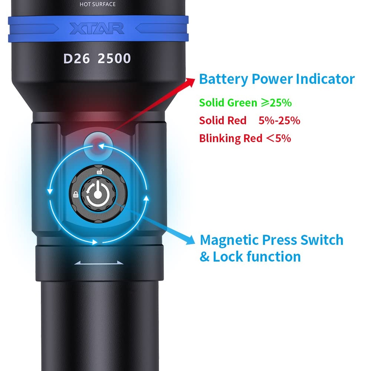 XTAR D26 2500 Lumens Scuba Dive Light Waterproof Diving Torch Submarine Divin…