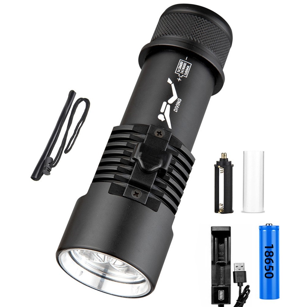 P70 LED Scube Flashlight 80m Waterproof Ideal for Underwater Exploration