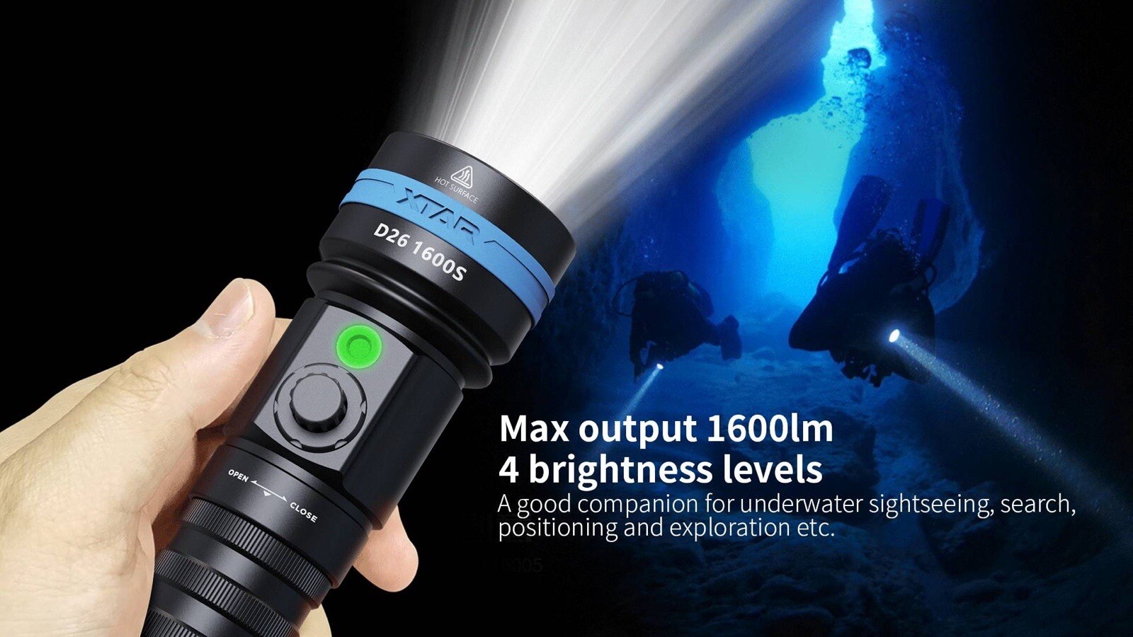 XTAR D26 1600S Diving Flashlight FULL SET (UPGRADED TWIN CHARGER) + SILCN GREASE