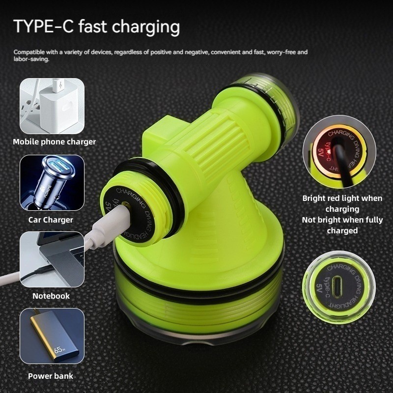 Diving Headlight Waterproof Professional Underwater Flashlight Fishing Light