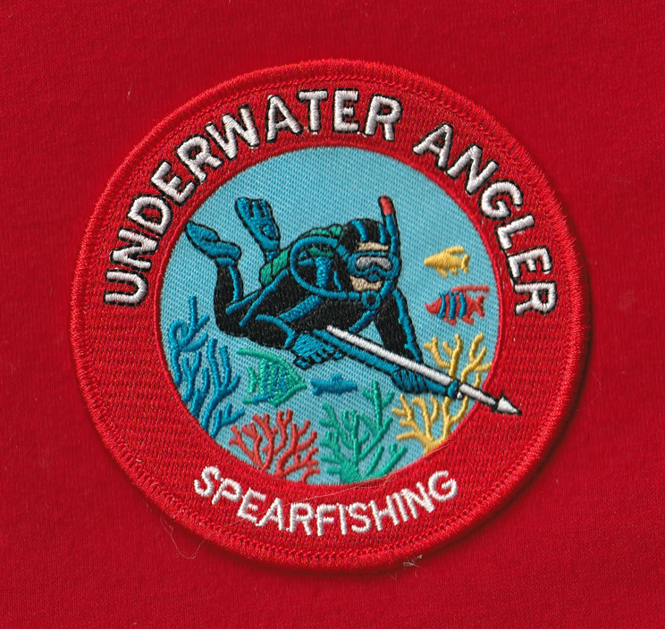 3.5″ Iron-on UNDERWATER ANGLER Spearfishing Speargun Patch Scuba Diving USA