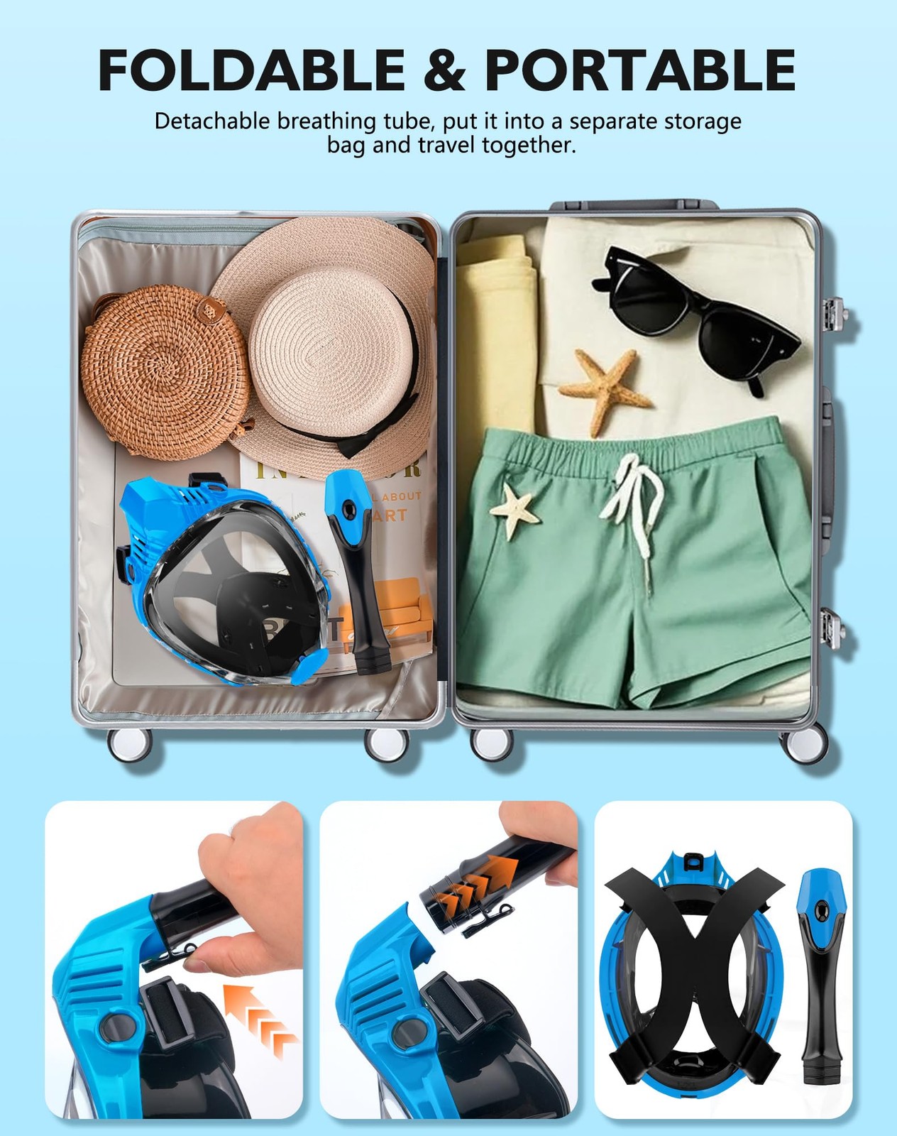 Full Face Snorkel for Adults, Snorkelling Gear with Waterproof Pouch, Unisex …