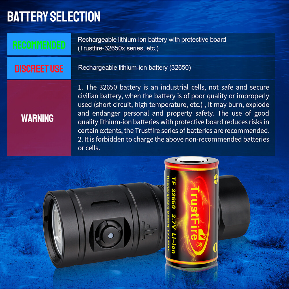 Trustfire 2350Lumen LED Diving Light Underwater 100M Scuba Flashlight 3 Lights S