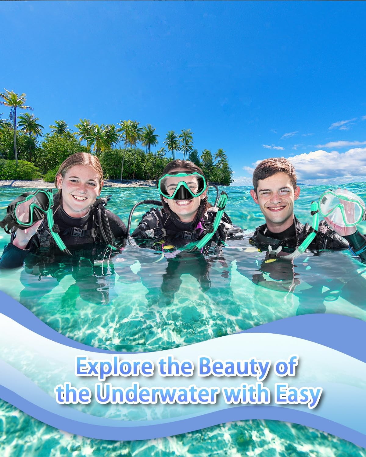 PIYAZI Snorkeling Gear for Adults, Adult 1 Set, Malachite Green (1 Set)