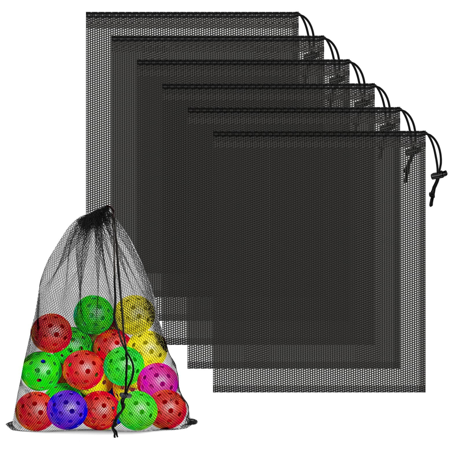 6 Pcs Mesh Bags Drawstring, 14×17 Inch with Lock, Multipurpose Small, Black