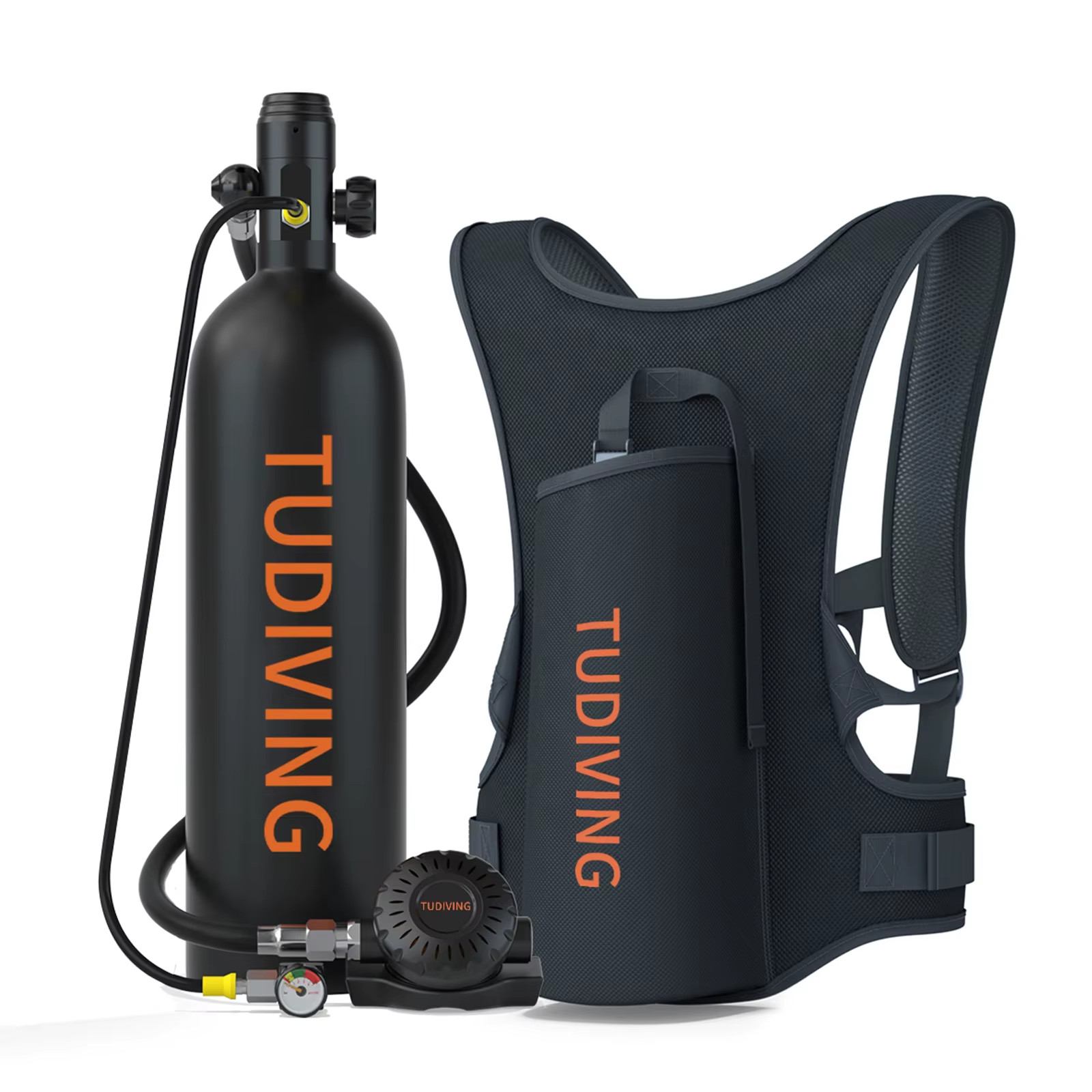 TUDIVING-2L Portable Scuba Tank Support 30-45 Minutes Breath,Refillable Diving T