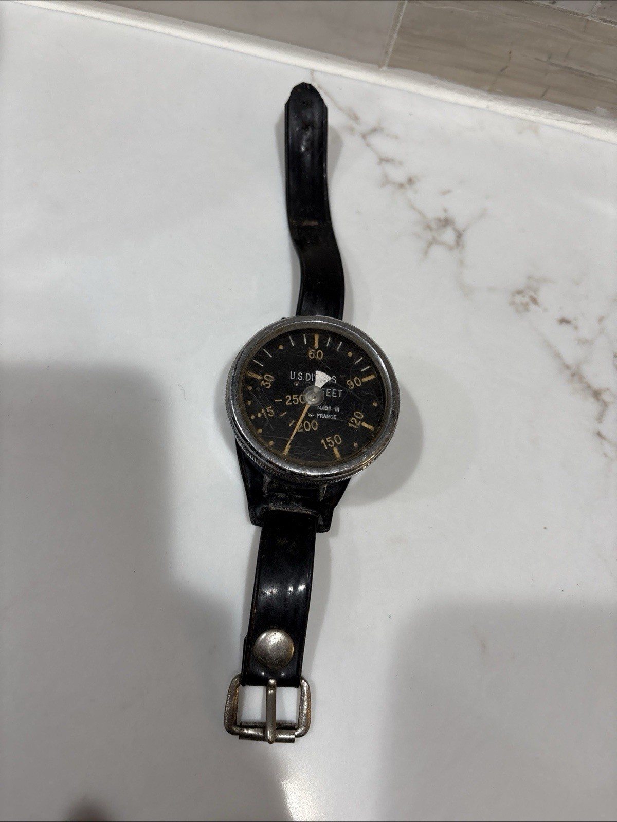 Vintage 1960s US Divers Made In France Scuba Divers Depth Gauge 15-200 Ft