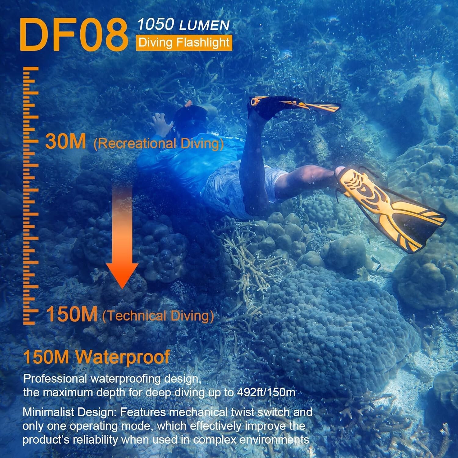 Waterproof Diving Torch with 1000 Lumens Brightness – Night Dive Essential