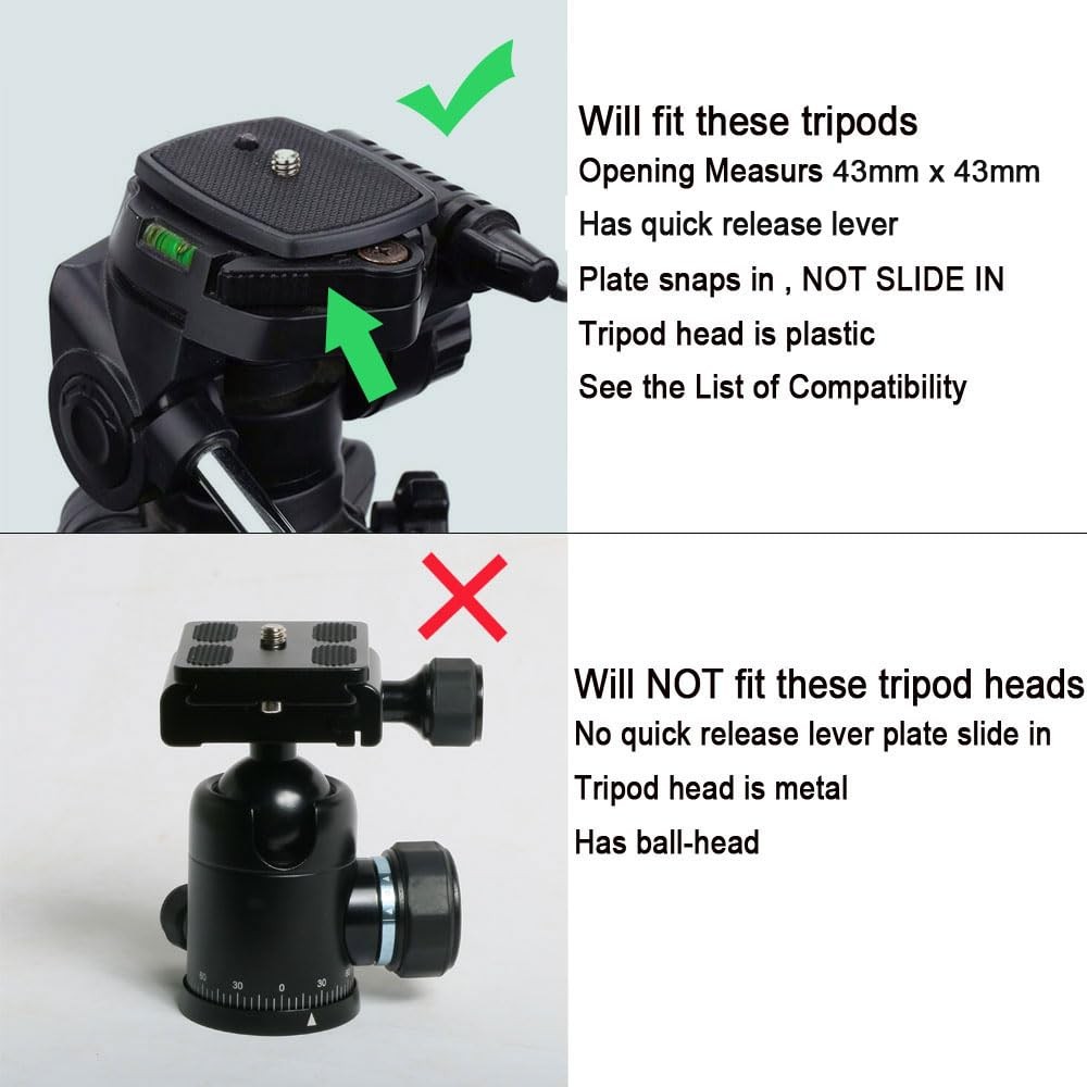 Harwerrel 2 Pack Tripod Quick Release Plate Camera Mount Adapter Black