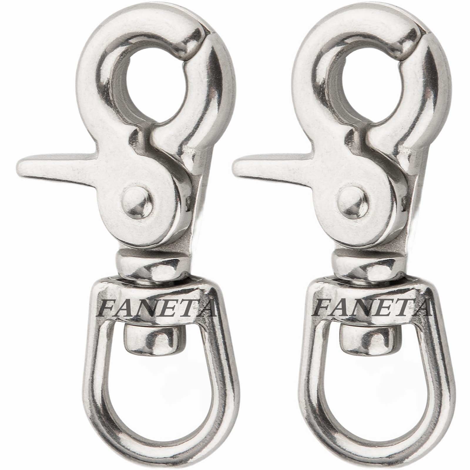 2 PCS 2-5/8 Inch Trigger Snap Hooks, Swivel, 316 Stainless Steel, Marine Grade
