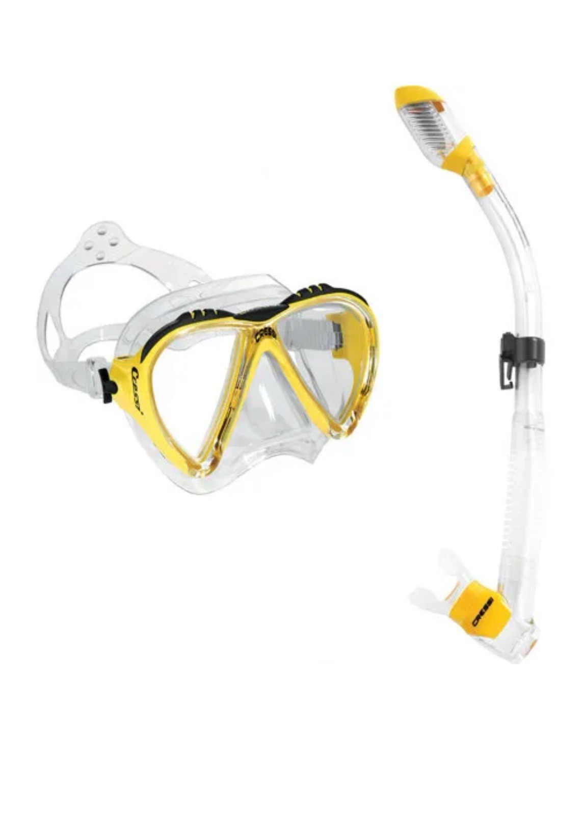 Cressi Adult Snorkel Combo Ikarus & Orion, Yellow OPEN BOX