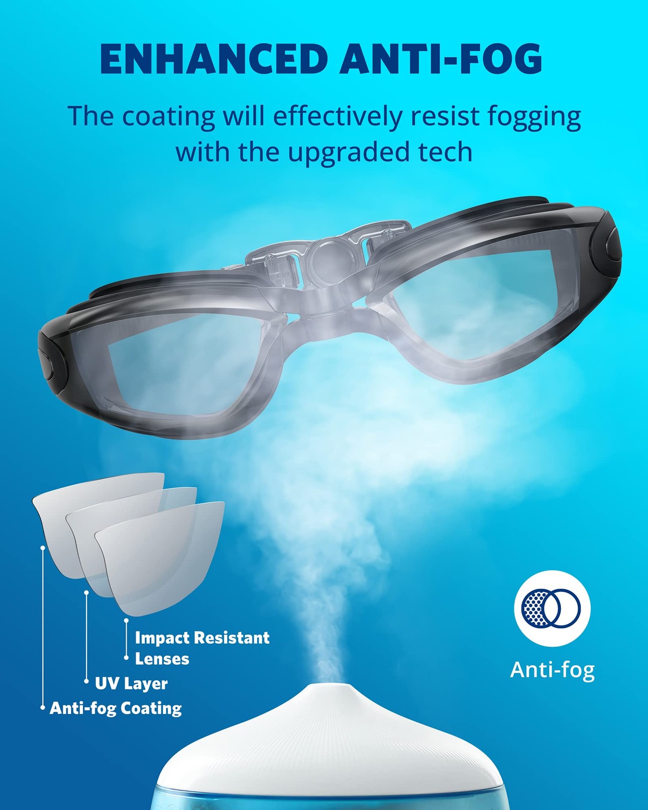 Aegend Swim Goggles, Swimming Goggles No One Size, Black (Black-color Lens)