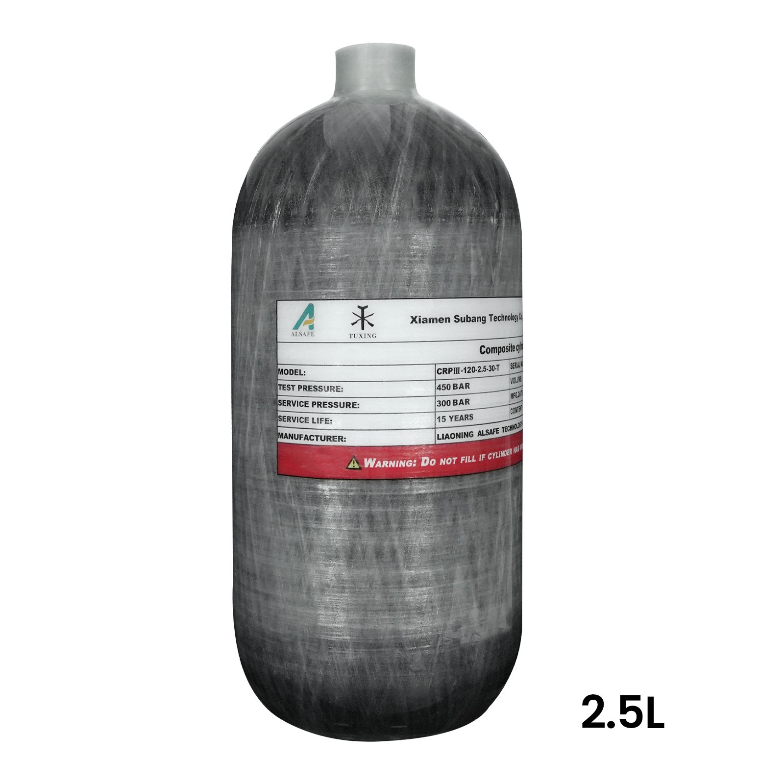 TUXING 4500Psi 2.5L PCP Air Tank ,Carbon Fiber Cylinder,PCP Paintball Air Tank