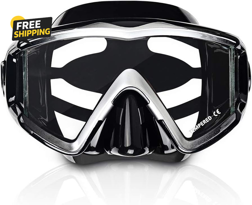 Adult Pano 3 Scuba Diving Mask, Tempered Glass Snorkel Mask Anti-Fog Swim