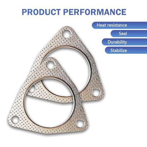 2 PCS Exhaust Gasket Three-Bolt Exhaust Flange Gasket, Durable Catalytic 2.5″