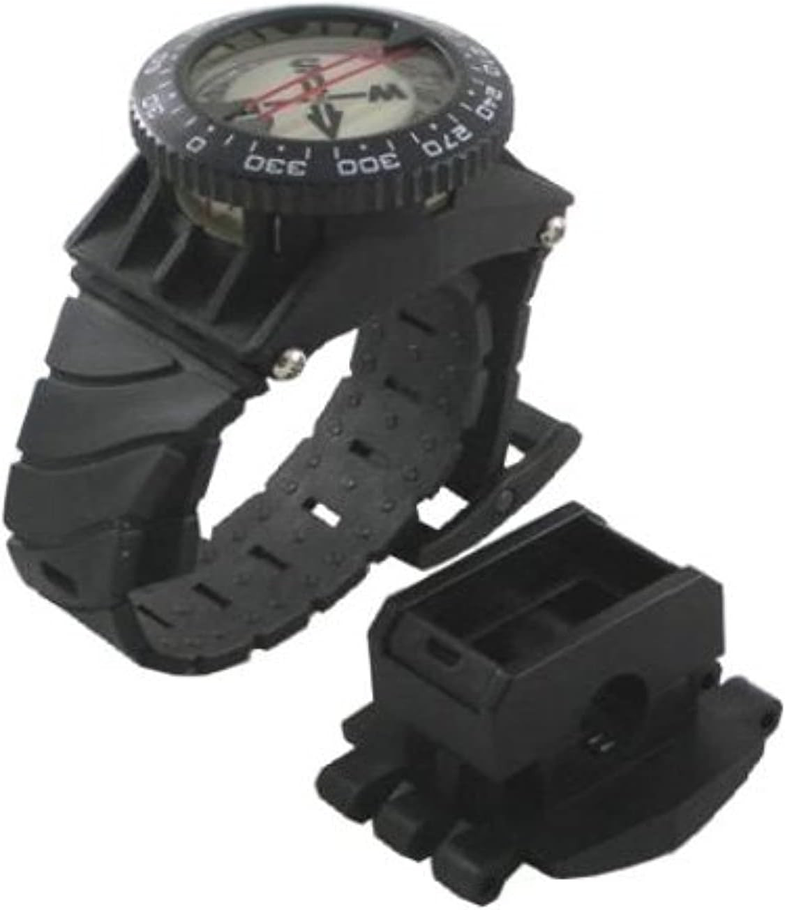 Deluxe Underwater Compass with Glowing Dial and Adjustable Strap – Black