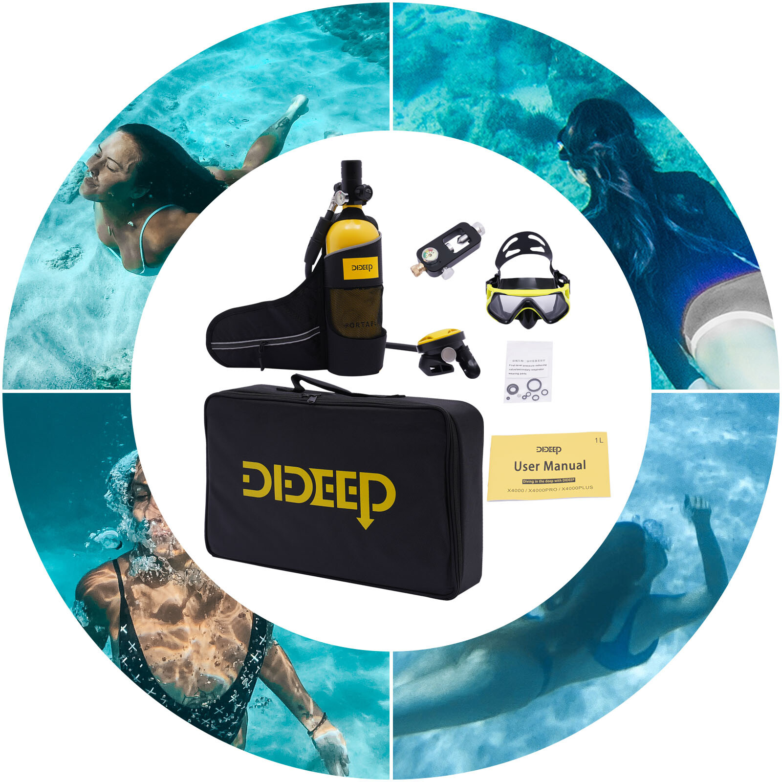 1L Mini Outdoor Underwater Diving Scuba Tank Underwater Breathing Device 3000PSI