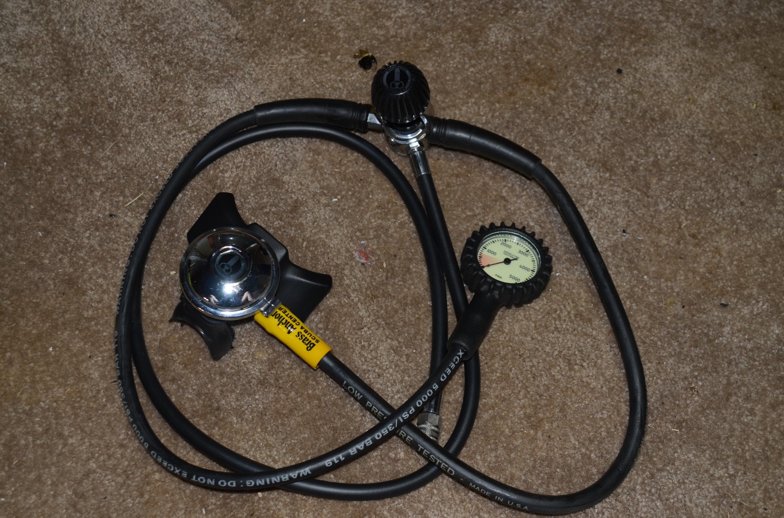 Aqualung Scuba Regulator Set 1st & 2nd stage branded «Octopus» w/ pressure gauge