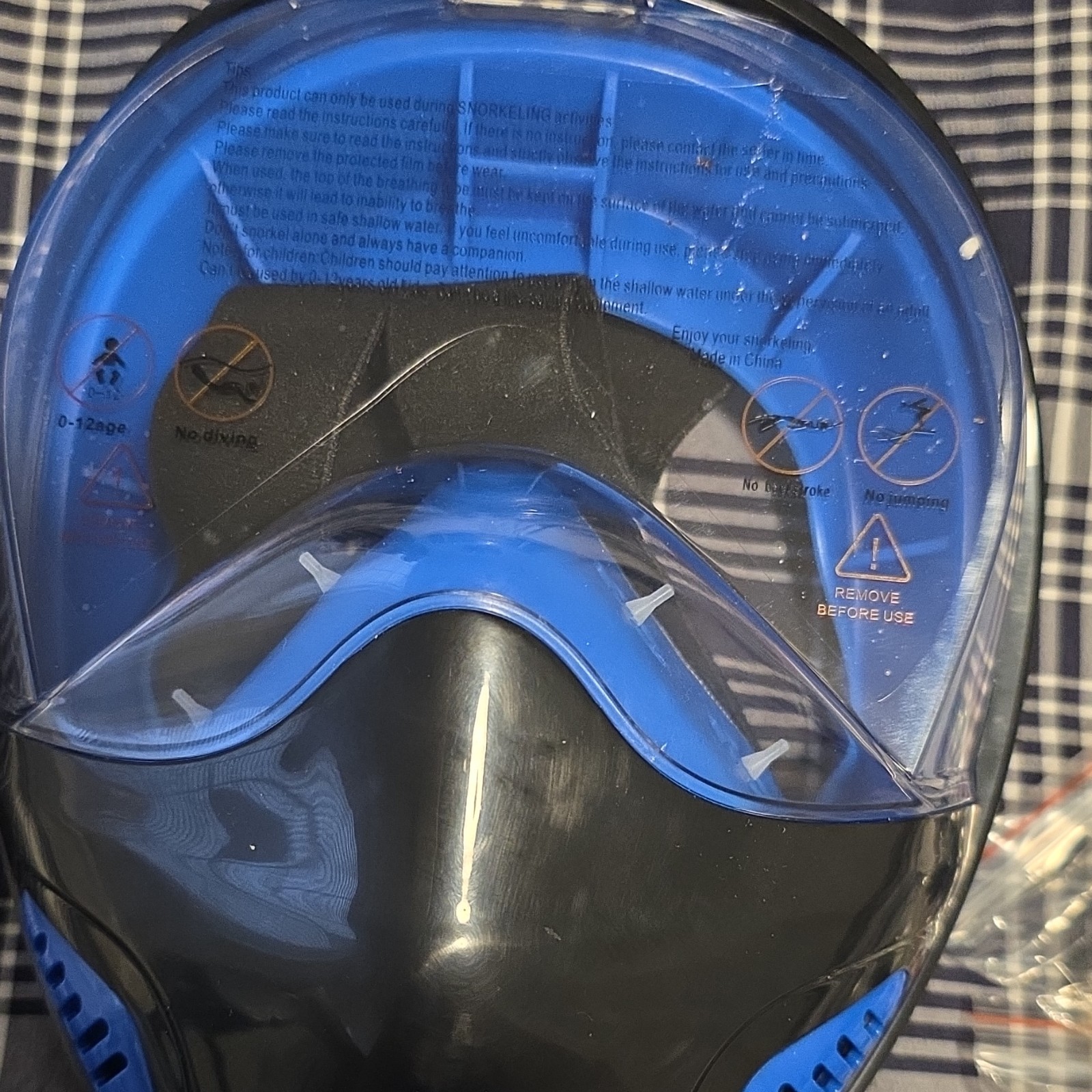 Blue Full Face Diving Mask with Accessories for Diving and Snorkeling ,