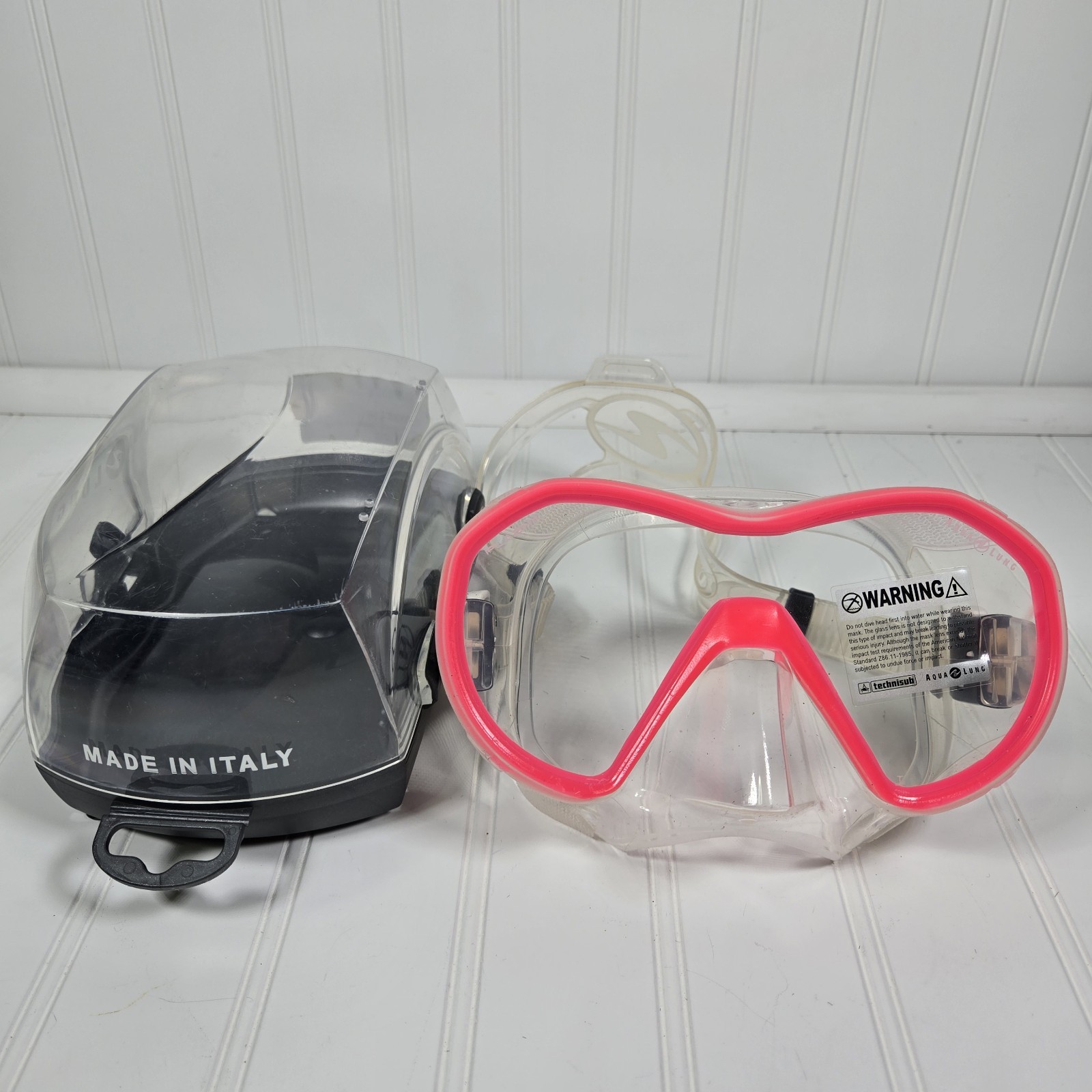 Aqua Lung Plazma Frameless Panoramic Diving Mask Scuba Swim Pink Adjustable Case