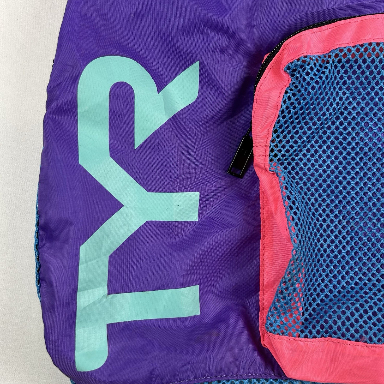 TYR Big Mesh Swim Backpack – Water Swimming Training Workout – Purple Blue Pink