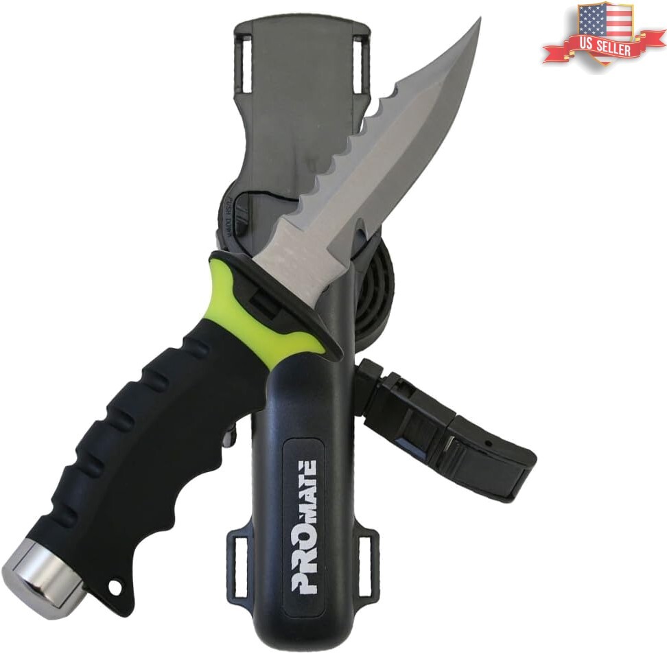 Yellow Handle Sharp Tip Diving Knife – Stainless Steel Blade 5 Inches