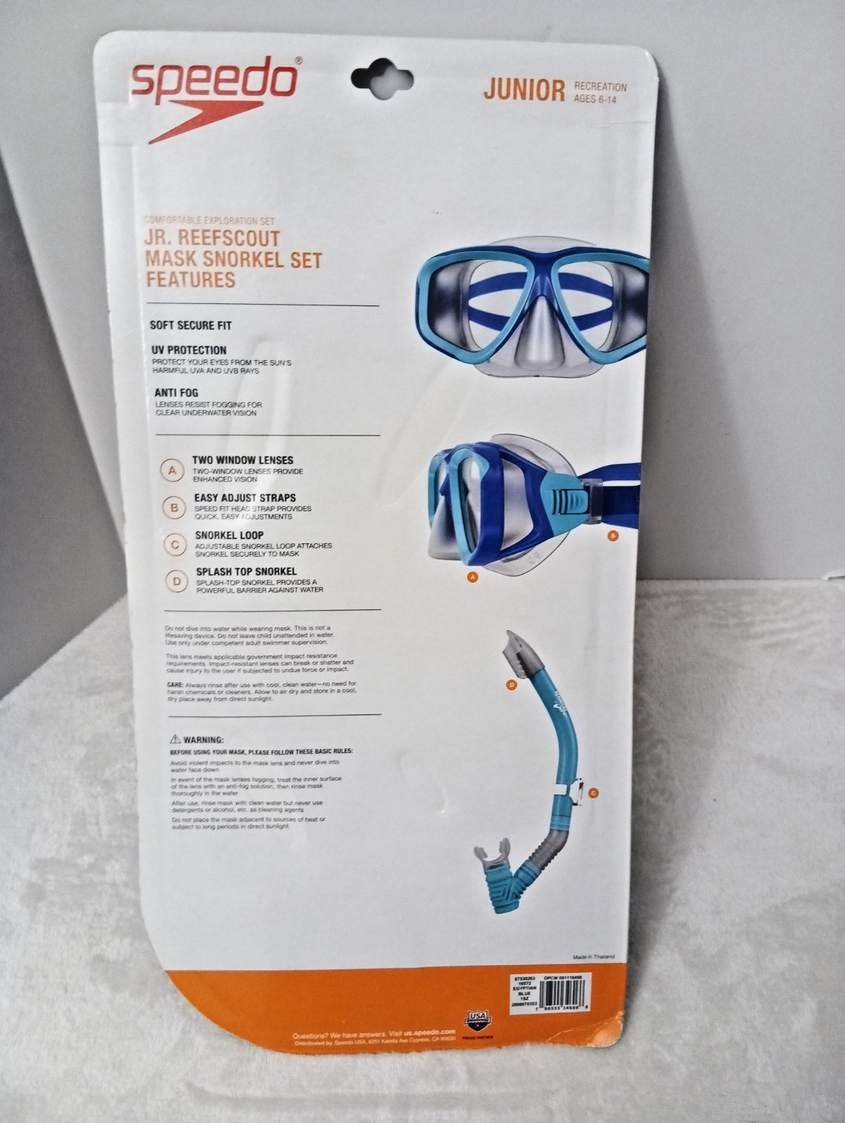 NEW Speedo Comfortable Exploration Set Kids Age 6-14 Mask Snorkel Set