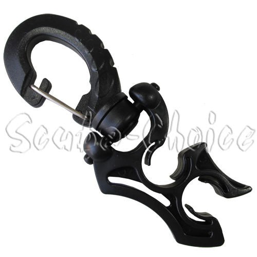Scuba Diving Double Hose Holder with Clip, Black
