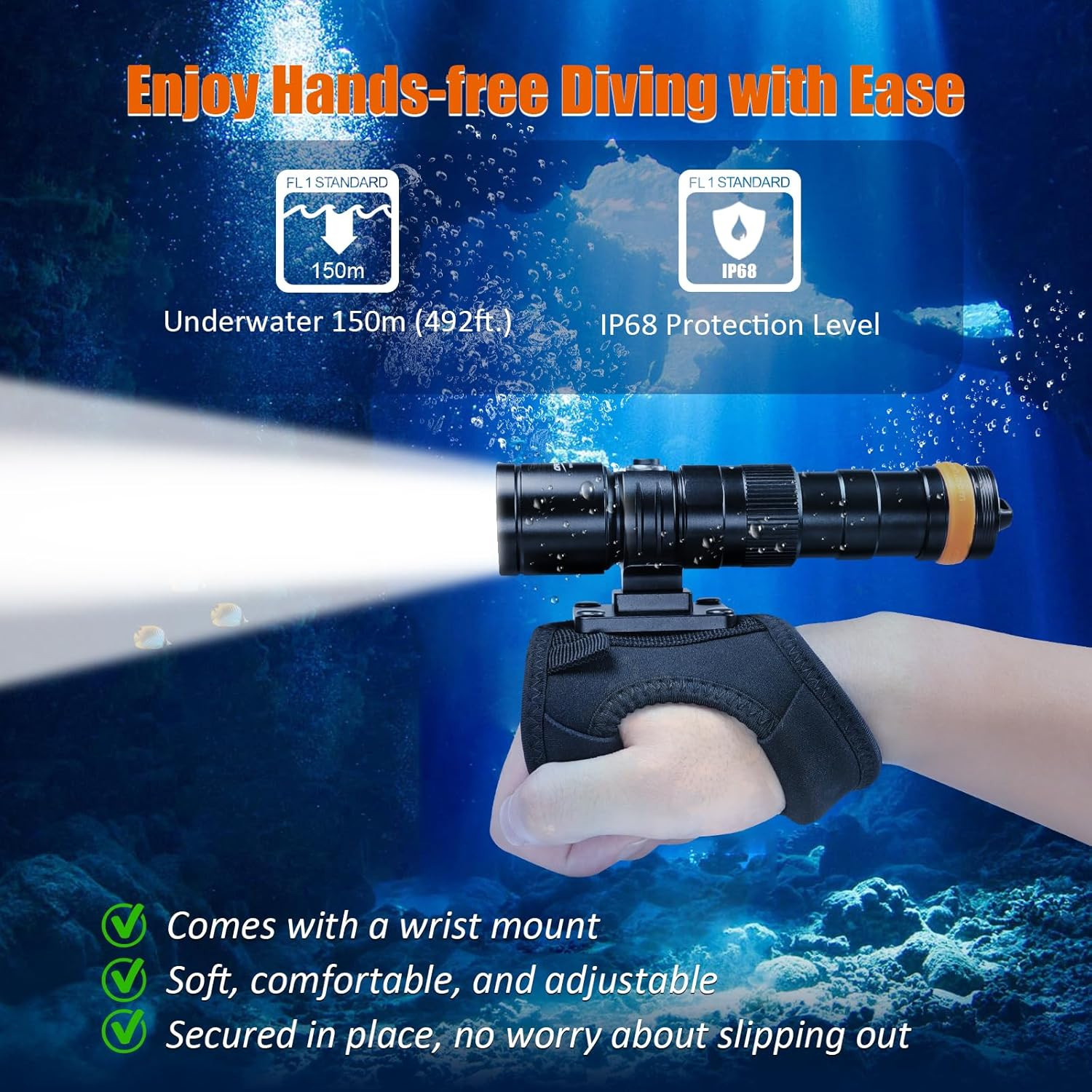 ORCATORCH DC710 Scuba Dive Light Type C Rechargeable, 3000 Lumens Super Bright U
